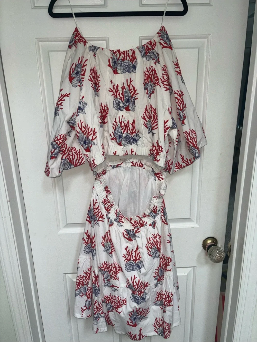 NWT retail $178 size S #Anthropologie White Coral-Print Puff Sleeve Mini Dress - Picture 5 of 7